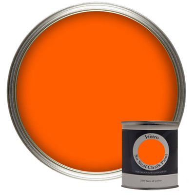 Vintro No Seal Chalk Paint Bright Orange Interior & Exterior For Furniture Walls Wood Metal 200ml (Pumpkin)