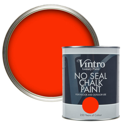 Vintro No Seal Chalk Paint Bright Red Interior & Exterior For Furniture Walls Wood Metal 1 Litre (Racing Reds)