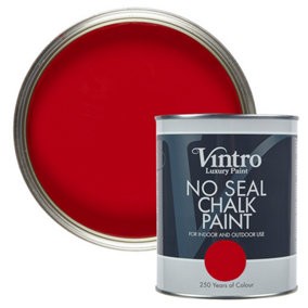 Vintro No Seal Chalk Paint Bright Red Interior & Exterior For Furniture Walls Wood Metal 1 Litre (Valentine)