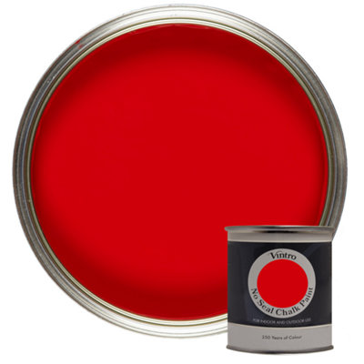 Vintro No Seal Chalk Paint Bright Red Interior & Exterior For Furniture Walls Wood Metal 200ml (Valentine)