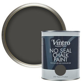 Vintro No Seal Chalk Paint Charcoal Grey Interior & Exterior For Furniture Walls Wood Metal 1 Litre (Midnight)