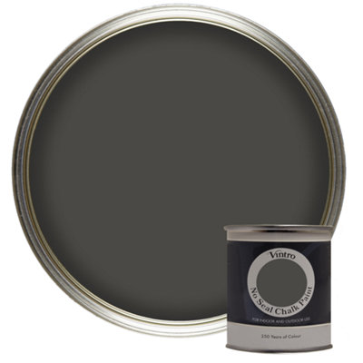 Vintro No Seal Chalk Paint Charcoal Grey Interior & Exterior For Furniture Walls Wood Metal 200ml (Midnight)