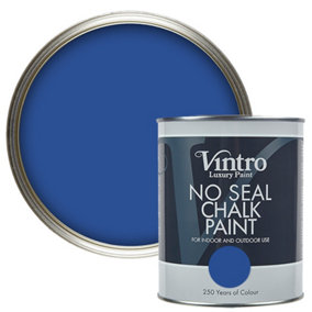 Vintro No Seal Chalk Paint Cobalt Blue Interior & Exterior For Furniture Walls Wood Metal 1 Litre (Cobalt)