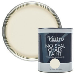 Vintro No Seal Chalk Paint Cream Interior & Exterior For Furniture Walls Wood Metal 1 Litre (Ermine)
