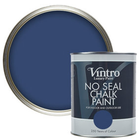 Vintro No Seal Chalk Paint Dark Blue Interior & Exterior For Furniture Walls Wood Metal 1 Litre (Northern Star)