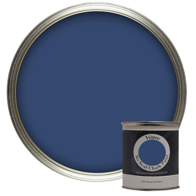 Vintro No Seal Chalk Paint Dark Blue Interior & Exterior For Furniture Walls Wood Metal 200ml (Northern Star)