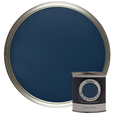 Vintro No Seal Chalk Paint Dark Blue Interior & Exterior For Furniture Walls Wood Metal 200ml (Picasso Blue)