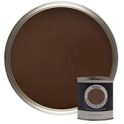 Vintro No Seal Chalk Paint Dark Brown Interior & Exterior For Furniture Walls Wood Metal 200ml (Ribwort)