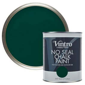 Vintro No Seal Chalk Paint Dark Green Interior & Exterior For Furniture Walls Wood Metal 1 Litre (Woodpecker Green)