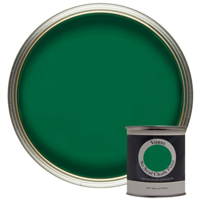 Vintro No Seal Chalk Paint Dark Green Interior & Exterior For Furniture Walls Wood Metal 200ml (Brooklands)