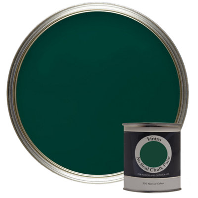 Vintro No Seal Chalk Paint Dark Green Interior & Exterior For Furniture Walls Wood Metal 200ml (Woodpecker Green)