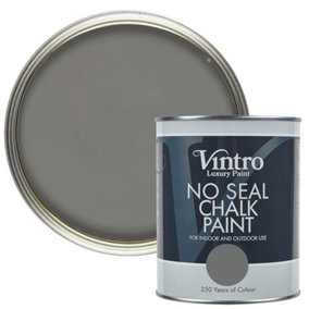 Vintro No Seal Chalk Paint Dark Grey Interior & Exterior For Furniture Walls Wood Metal 1 Litre (Cloudburst)