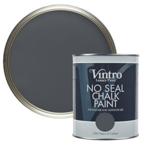 Vintro No Seal Chalk Paint Dark Grey Interior & Exterior For Furniture Walls Wood Metal 1 Litre (Wigeon Grey)