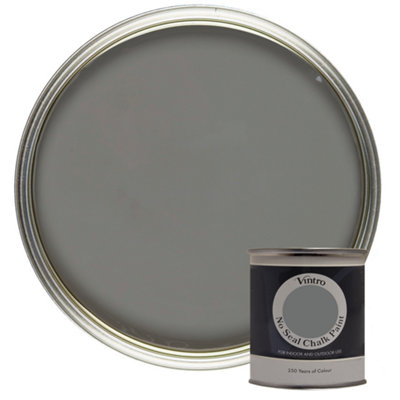 Vintro No Seal Chalk Paint Dark Grey Interior & Exterior For Furniture Walls Wood Metal 200ml (Cloudburst)