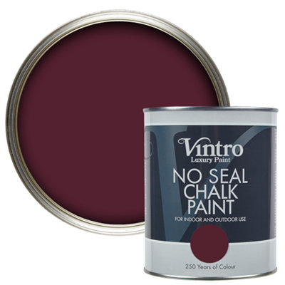 Vintro No Seal Chalk Paint Dark Purple Interior & Exterior For Furniture Walls Wood Metal 1 Litre (Sweet Damson)