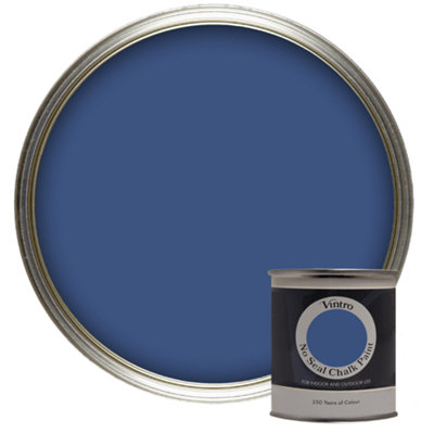 Vintro No Seal Chalk Paint Deep Blue Interior & Exterior For Furniture Walls Wood Metal 200ml (Paris Blue)