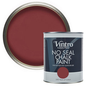 Vintro No Seal Chalk Paint Deep Red Interior & Exterior For Furniture Walls Wood Metal 1 Litre (Mulberry)