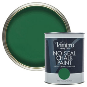 Vintro No Seal Chalk Paint Green Interior & Exterior For Furniture Walls Wood Metal 1 Litre (Brooklands)