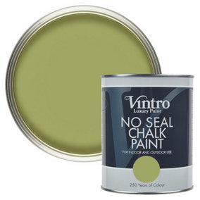 Vintro No Seal Chalk Paint Green Interior & Exterior For Furniture Walls Wood Metal 1 Litre (Sage)