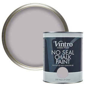 Vintro No Seal Chalk Paint Grey with Lilac Interior & Exterior For Furniture Walls Wood Metal 1 Litre (Paloma)