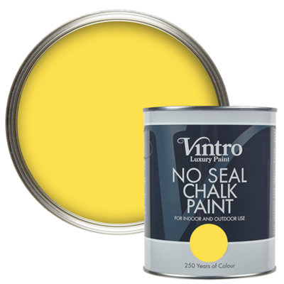 Vintro No Seal Chalk Paint Highlighter Yellow Interior & Exterior For Furniture Walls Wood Metal 1 Litre (Yellow Maiden)