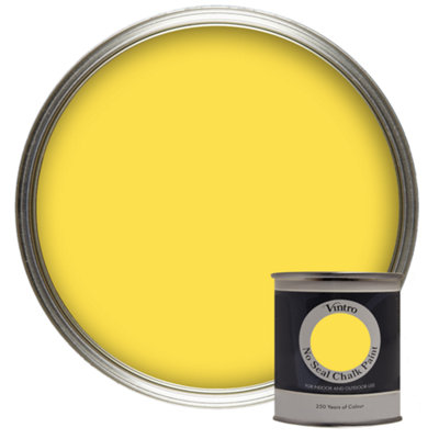 Vintro No Seal Chalk Paint Highlighter Yellow Interior & Exterior For Furniture Walls Wood Metal 200ml (Yellow Maiden)