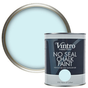 Vintro No Seal Chalk Paint Icy Blue Interior & Exterior For Furniture Walls Wood Metal 1 Litre (Moonstone)