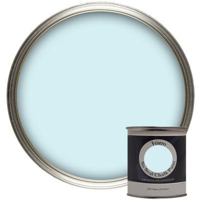 Vintro No Seal Chalk Paint Icy Blue Interior & Exterior For Furniture Walls Wood Metal 200ml (Moonstone)