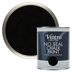 Vintro No Seal Chalk Paint Jet Black Interior & Exterior For Furniture Walls Wood Metal 1 Litre (Victorian Black)