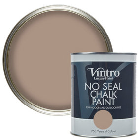 Vintro No Seal Chalk Paint Light Brown Interior & Exterior For Furniture Walls Wood Metal 1 Litre (Cafe au Lait)