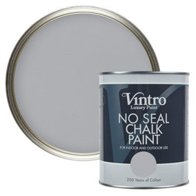 Vintro No Seal Chalk Paint Mid Grey Interior & Exterior For Furniture Walls Wood Metal 1 Litre (Lincoln Grey)