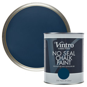 Vintro No Seal Chalk Paint Navy Blue Interior & Exterior For Furniture Walls Wood Metal 1 Litre (Picasso Blue)