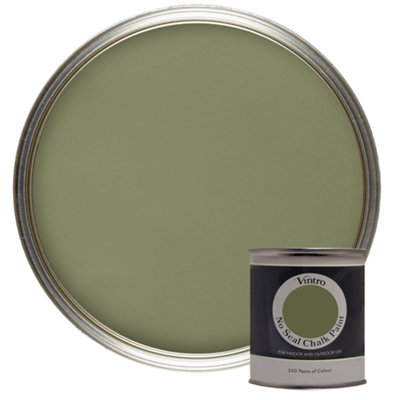 Vintro No Seal Chalk Paint Olive Green Interior & Exterior For Furniture Walls Wood Metal 200ml (Chiffchaff Green)