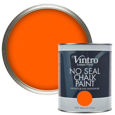 Vintro No Seal Chalk Paint Orange Interior & Exterior For Furniture Walls Wood Metal 1 Litre (Pumpkin)