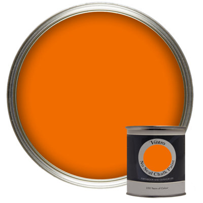 Vintro No Seal Chalk Paint Orange Interior & Exterior For Furniture Walls Wood Metal 200ml (Deep Saffron)