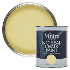 Vintro No Seal Chalk Paint Pale Yellow Interior & Exterior For Furniture Walls Wood Metal 1 Litre (Xanthe)