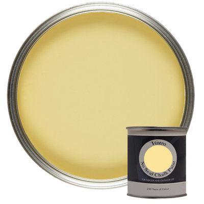 Vintro No Seal Chalk Paint Pale Yellow Interior & Exterior For Furniture Walls Wood Metal 200ml (Xanthe)