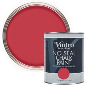 Vintro No Seal Chalk Paint Red Interior & Exterior For Furniture Walls Wood Metal 1 Litre (Poppy)
