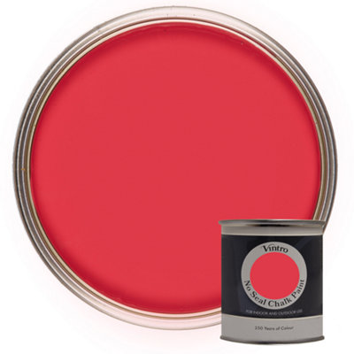 Vintro No Seal Chalk Paint Red Interior & Exterior For Furniture Walls Wood Metal 200ml (Poppy)