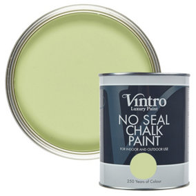 Vintro No Seal Chalk Paint Soft Green Interior & Exterior For Furniture Walls Wood Metal 1 Litre (Eden)