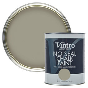 Vintro No Seal Chalk Paint Stone Brown Interior & Exterior For Furniture Walls Wood Metal 1 Litre (Stonebreaker)