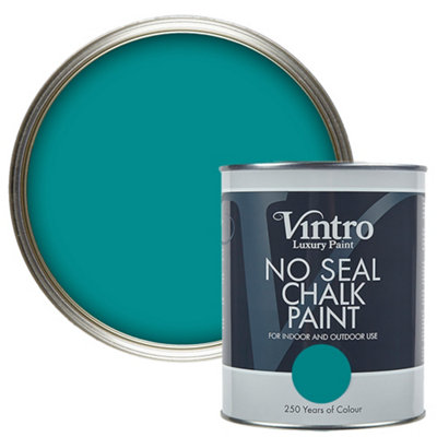 Vintro No Seal Chalk Paint Teal Interior & Exterior For Furniture Walls Wood Metal 1 Litre (Teal