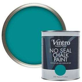 Vintro No Seal Chalk Paint Teal Interior & Exterior For Furniture Walls Wood Metal 1 Litre (Teal)