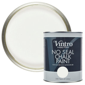 Vintro No Seal Chalk Paint White Interior & Exterior For Furniture Walls Wood Metal 1 Litre (Crystal)