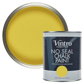 Vintro No Seal Chalk Paint Yellow Interior & Exterior For Furniture Walls Wood Metal 1 Litre (Sunflower)