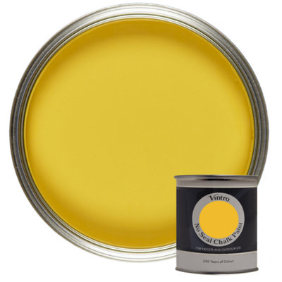 Vintro No Seal Chalk Paint Yellow Interior & Exterior For Furniture Walls Wood Metal 200ml (Sunflower)