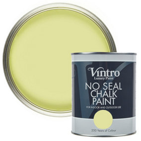 Vintro No Seal Chalk Paint Yellowy Green Interior & Exterior For Furniture Walls Wood Metal 1 Litre (Citron)