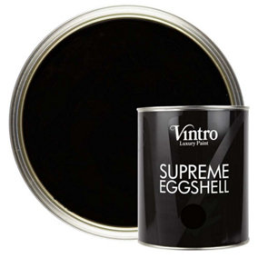 Vintro Paint Black Eggshell for Walls Wood Trim Satin Furniture Paint Interior & Exterior 1L (Victorian Black)