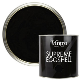 Vintro Paint Black Eggshell for Walls Wood Trim Satin Furniture Paint Interior & Exterior 2.5L (Victorian Black)