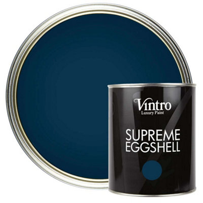 Vintro Paint Blacky/Blue Eggshell for Walls Wood Trim Satin Furniture Paint Interior & Exterior 1L (Nightfall)